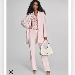 NWT Calvin Klein Open-Front Linen-Blend Blazer Blush Pink – Size 2